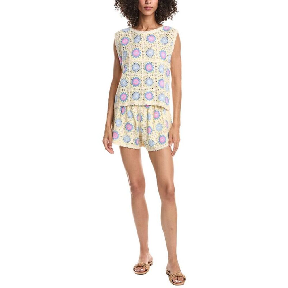 Anna Kay Womens  2Pc Fleur Top & Short Set, Yellow